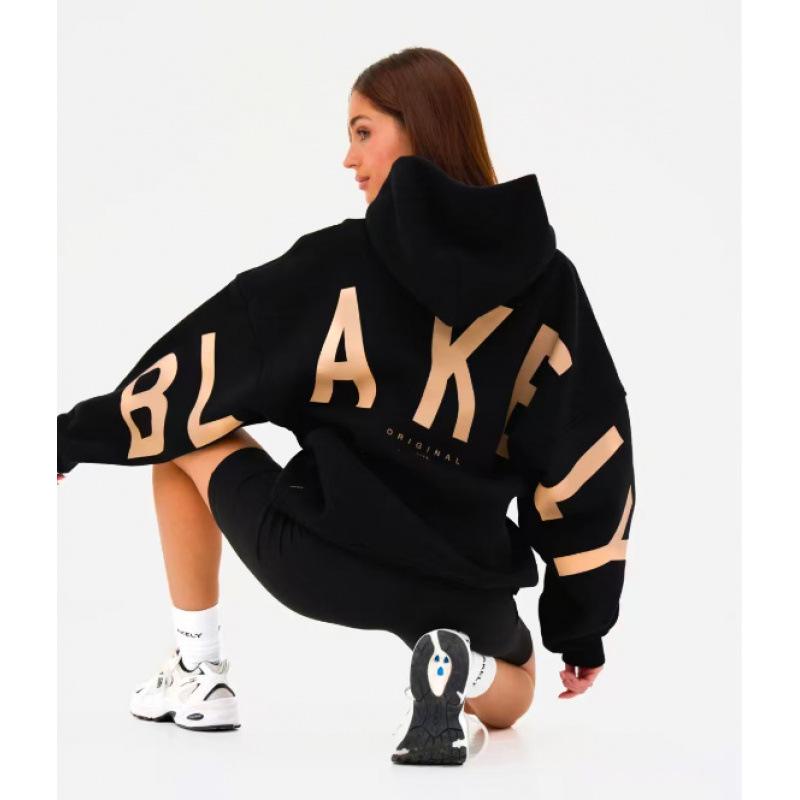 TK Women's and Men's Letter Print Hooded Sweatshirt Sports Pullover