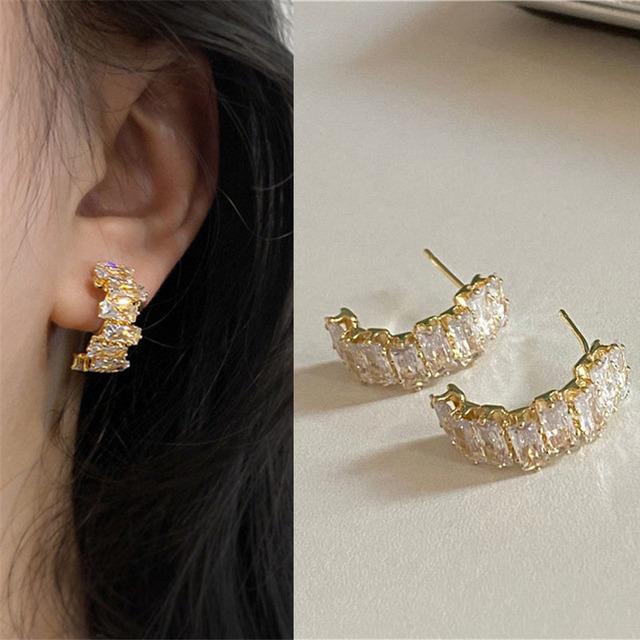 Módní náušnice pro ženy Kříž Krystal 925 Stříbrná jehla Náušnice Dámské šperky Výroční dárek Šperkové doplňky