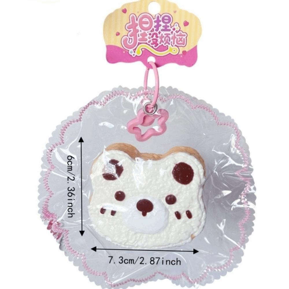 Little Bear Toast Squeeze Toys Keychain Slow Rising Squishy Toy Keychain  Bag Pendant