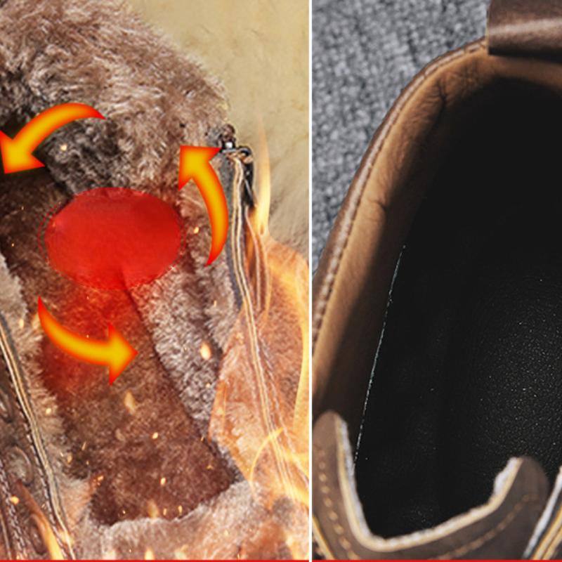 Módní Kožené Pánské Ležérní Boty Vysoké Pánské Boty Zesílená Kožešina Udržují Teplo Bavlněné Boty Protiskluzové Vodotěsné Pracovní Obuv Erkek Ayakkabı