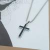 Stylish Cross Pendant Necklaces for Men Boys,Black Stainless Steel Cross Collars,Cool Punk Prayer Jewelry Gifts