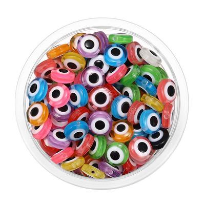 Resin Devil'S Eye Fish Eye Flat Beads Blue Eyes Beaded Bracelets Necklace Beads Loose Bead Accessories