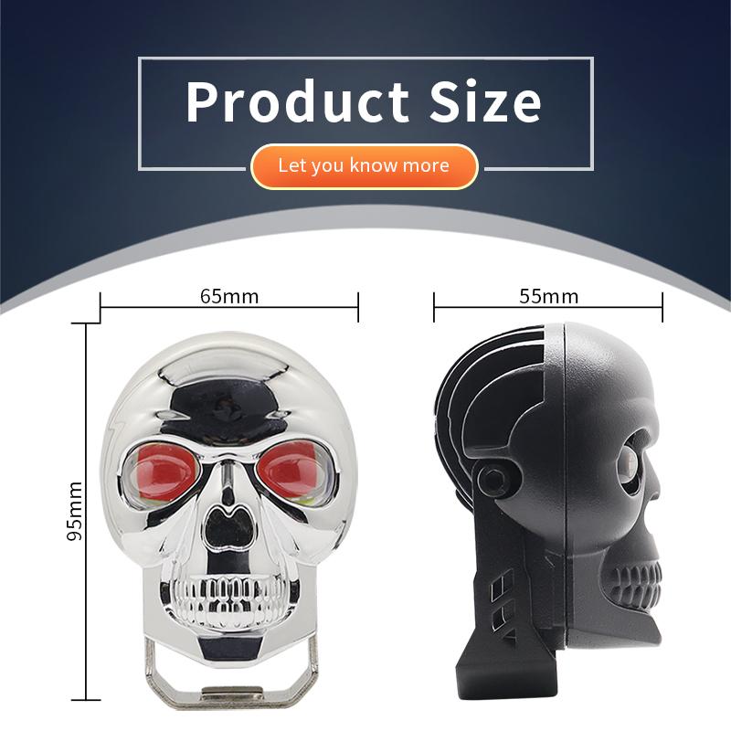 Motorcycle LED Skull Headlight Work Spot Driving Fog Light Dual Color Spotlights for Motorbike Truck Trailer Offroad ATV SUV