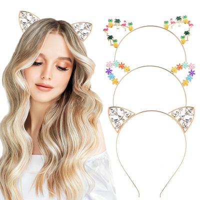 Crystal Rhinestone Cat & Rabbit Ear Headband - Colorful Sweet Accessory & Christmas Gift