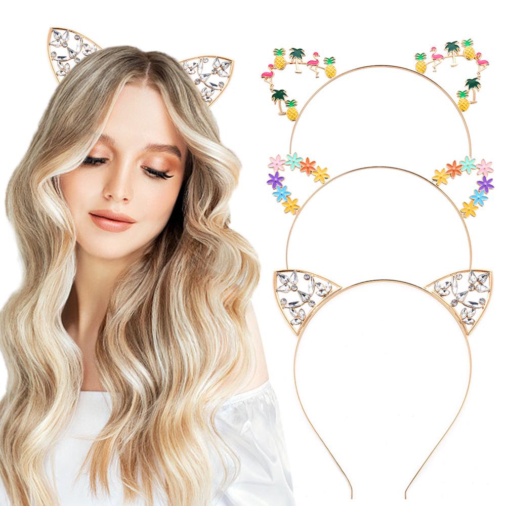Crystal Rhinestone Cat & Rabbit Ear Headband - Colorful Sweet Accessory & Christmas Gift
