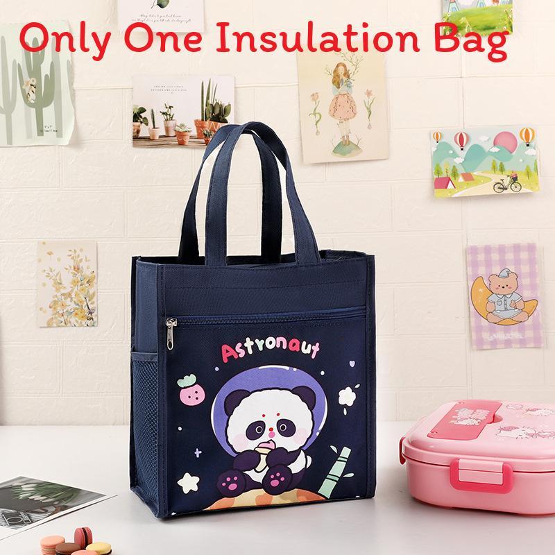 Cartoon Canvas Lunch Bag With Material For Kids School Snack Organizer