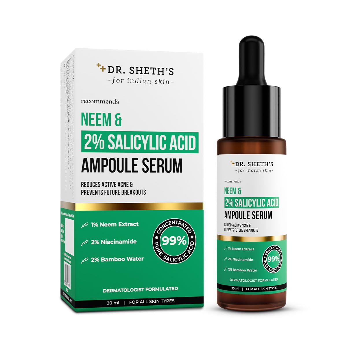 Dr. Sheth s Neem & Salicylic Acid Serum For Active Acne Blackheads Open Pores 30 Ml