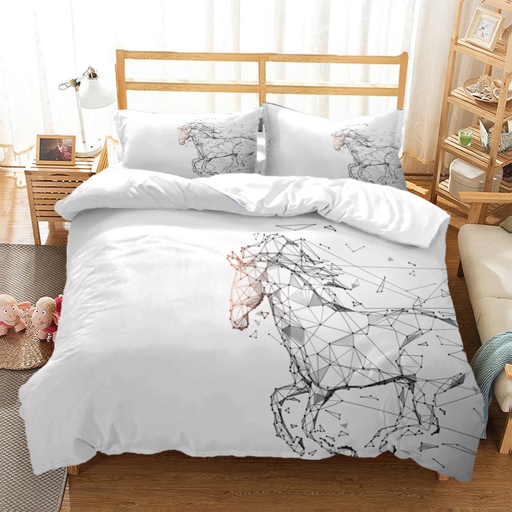 Horses Hd Print Polyester Bedding SetsKids Or Adults For Beds Quilt Cover Pillowcase Bedding SetTeens King Size Bedding Set