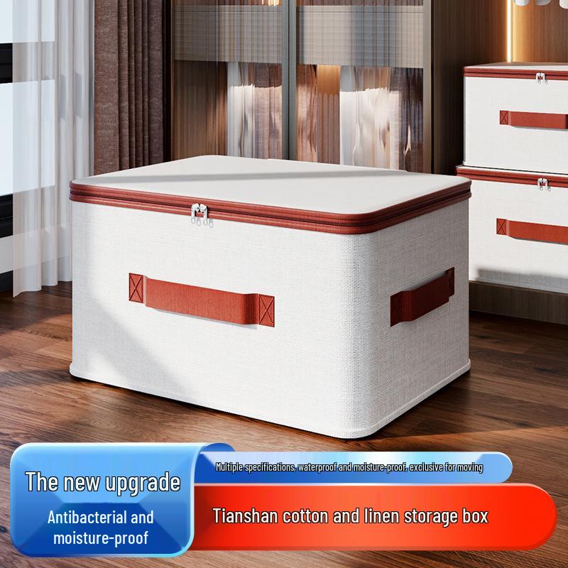 Tianshan Cotton Linen Foldable Storage Box - Moisture & Dust-Proof Wardrobe Organizer