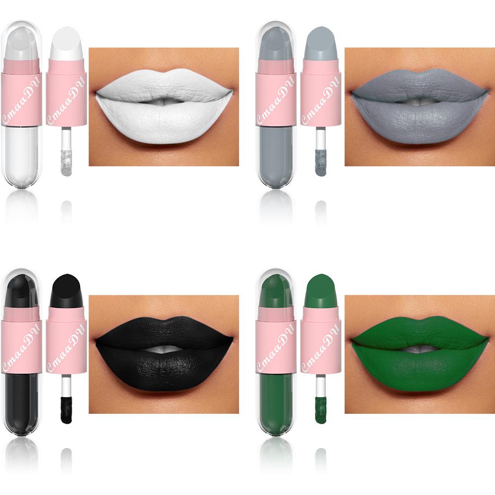CmaaDu Waterproof and Sweatproof Multi-color Optional Face Color Lipstick Lip Gloss 2-in-1! Lasting Color, One To Create Three-dimensional Makeup