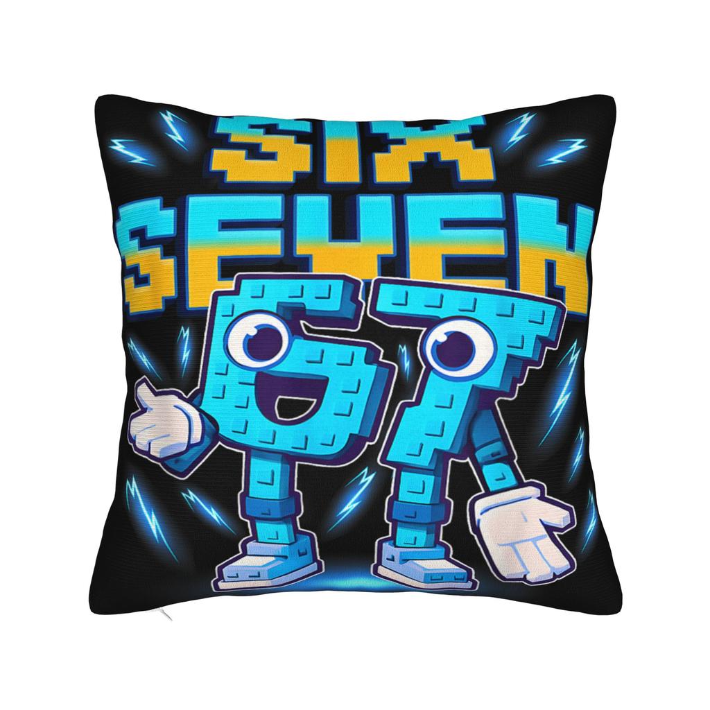 Funny 67 Six Seven Italian Brainrot 6 7 Meme Pillow Case  Design Pillow Cover Retro Trendy Pillowcases For Living Room Sofa