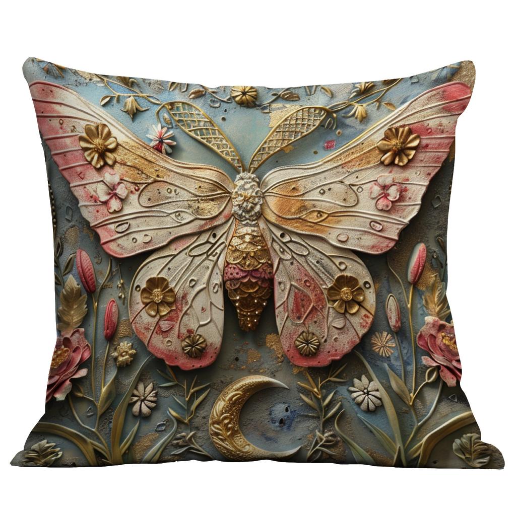 New Imitation 3d Butterfly Printed Pillowcase Retro Home Sofa Cushion Pillowcase Decoration