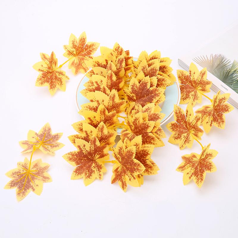 10Pcs Artificial Maple Leaves Fake Fall Leaf Artificial Plants For Autumn Decoration Wedding Home Wreath Christmas Decoration