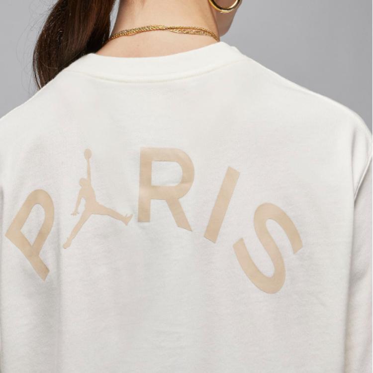Jordan Paris Saint-Germain Letter Print Ribbed Crew Neck T-Shirt Women Tops White FN5174-133