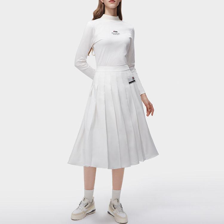 FILA Van Gogh Museum 2.0 Solid Color Logo Print Crew Neck Pullover Regular T-Shirt Women Tops Cloud-Mushroom-White F11W318205F-WT