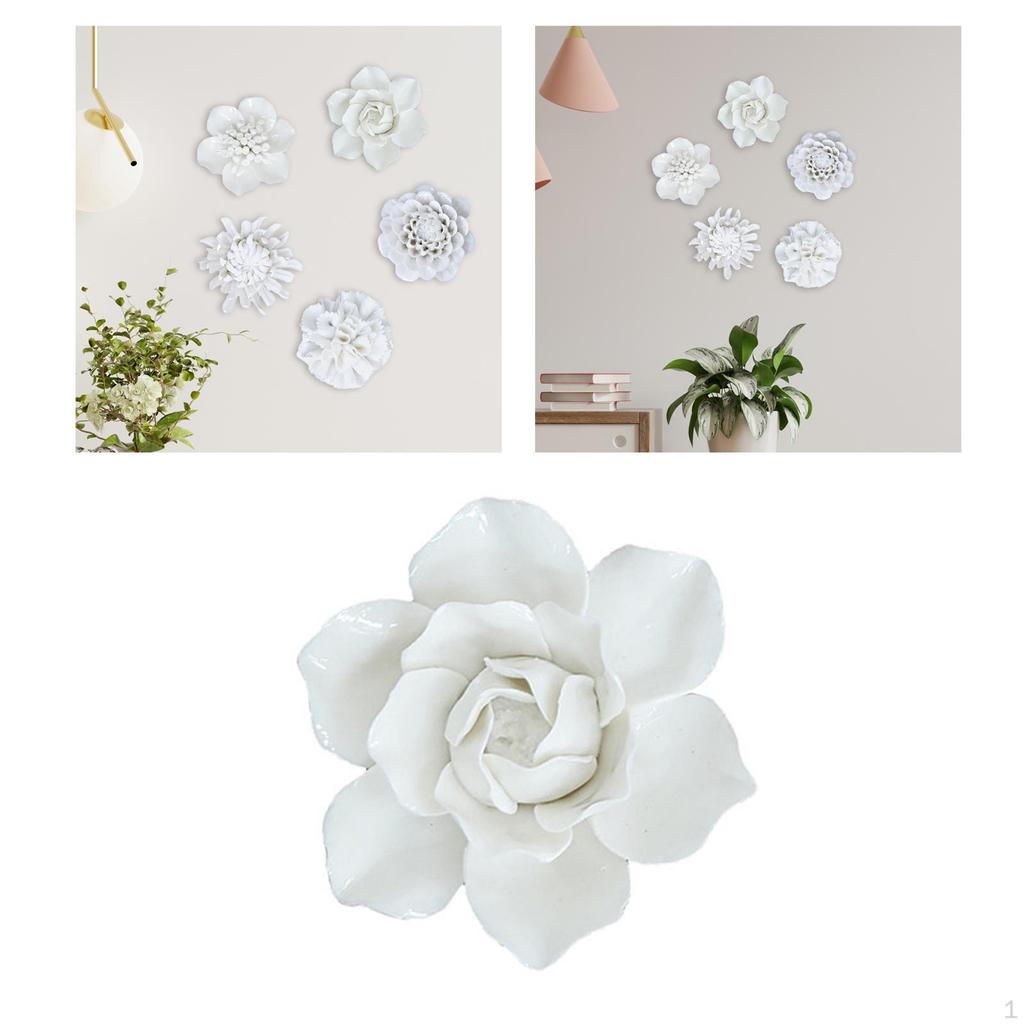 Ceramic Art 3D Hanging Porcelain Flowers Decorative Artificial Sculpture for Bathroom Living Room