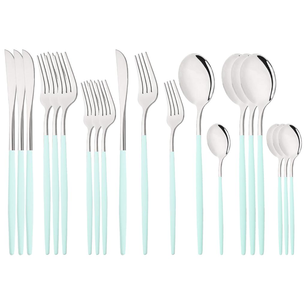 20 sztuk zachodnie czarne srebrne sztućce zestaw nóż widelec deserowy łyżeczka do herbaty zastawa stołowa ze stali nierdzewnej zestaw Party zestaw kuchenny