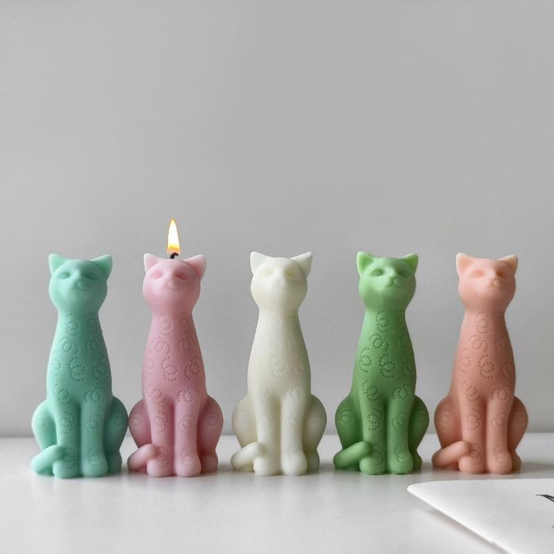 Flexible Silicone Mold Handmade Scented Candle Mould 3D Sitting Cats Aromatherapys Jewelry Mold Home Decoration Mold