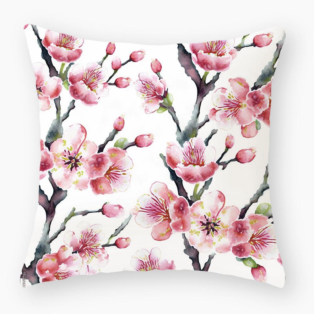 New Flower Pillowcase Super Soft Printed Sofa Pillowcase Bedside Office Waist Cover