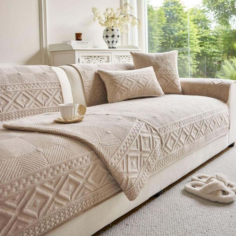 New Sofa Cushion with Crystal Velvet and Skin Friendly Cushion Fixed Anti Slip Comfortable and Wear-resistant Sofa Cover Cloth