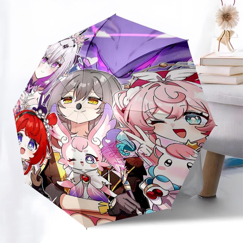 1pc Outdoor Umbrella with Anime Characters - Automatic Opening/Closing, Portable Tri-Fold Design, 8-Rib Iron Frame - Perfect Gift for Fans, Trave