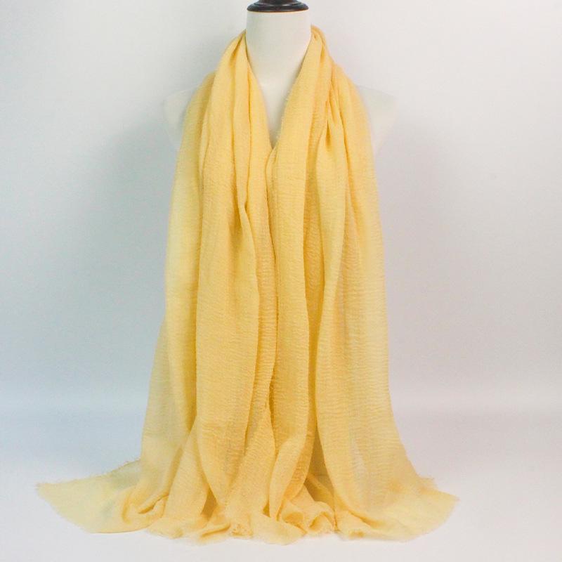 Crinkled Rayon Scarf Shawl: Solid Color, Natural Wrinkle, Fringed, Beach Towel, Bride/Bridesmaid/Party Evening Dress Accessory.