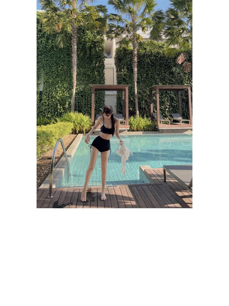 2025 Women's Korean Sexy Slimming Two-Piece Swimsuit Set with Tummy Control and Long Sleeve Swimwear