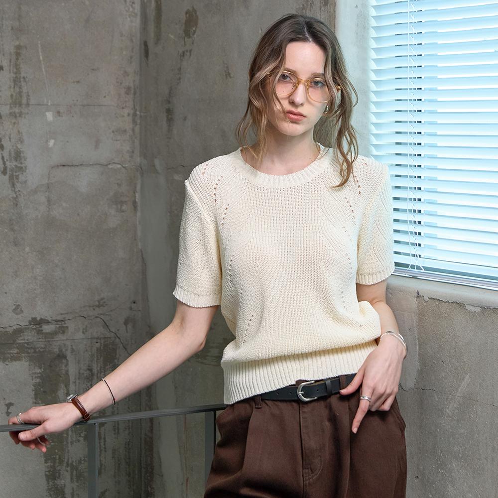 KELLY DONAHUE Colored Curly Round Knit Cream