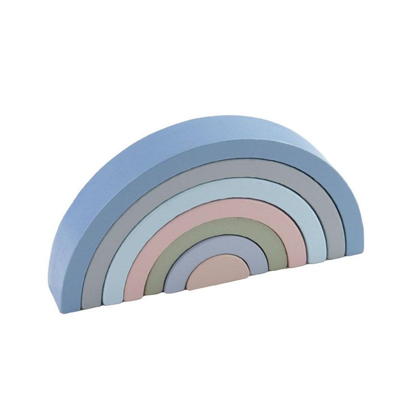 

Montessori Wooden Toys for Babies Rainbow Stacking Block Toy Blocks Round Shape Construction Tower Kids Educational Learning Toy синий