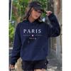 PARIS Graphic Letter Hoodies Women's Hooded Sweatshirt Pullover Top Aesthetic Y2K Street Sport Clothing Woman Hoodie PINK BLACK