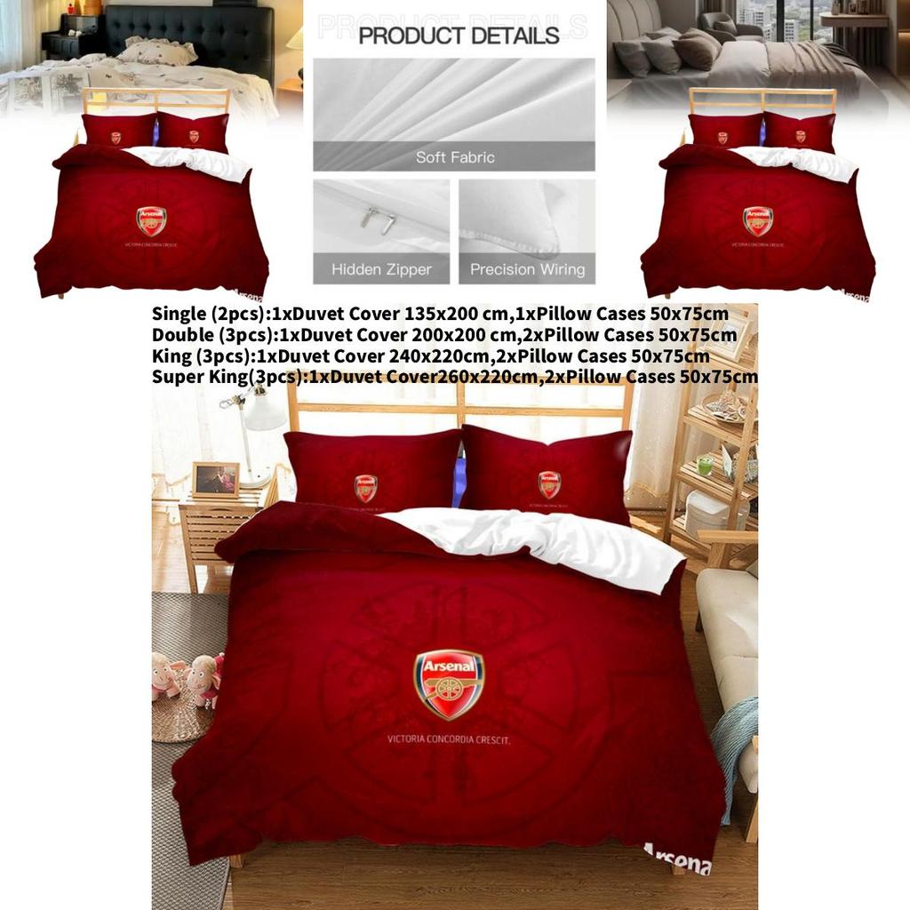 Arsenal Pattern Digital Print Bedding Set With Active Dyeing For Bed Kids Bedroom Decor