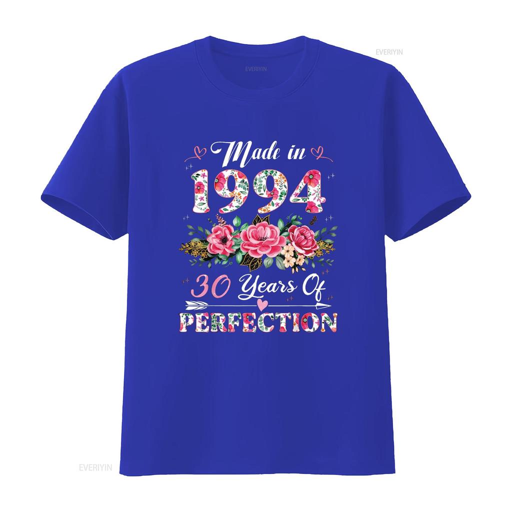 30 Year Old Made In 1994 Floral 30th Birthday S Women T Shirt Vintage Washed Breathable Unisex Slightly Casual Soft Stylish