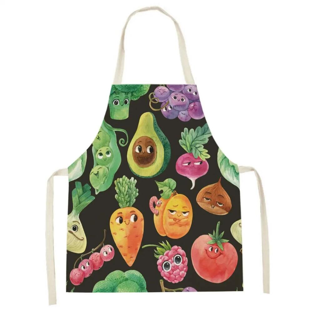 Avocado Burger Pattern Apron Cotton Linen Ladies Home Cooking Cleaning Barbecue Apron Restaurant Sleeveless Apron