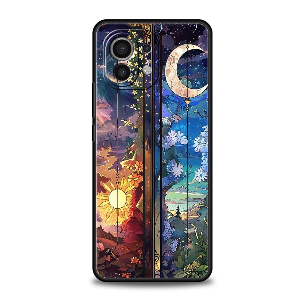 Beautiful Sun Moon Glass Phone Case Cover for Xiaomi Mi 17 15 14 13 12 11 Ultra 15T 14T 13T 12T 11T Pro Lite 5G Soft TPU Shell
