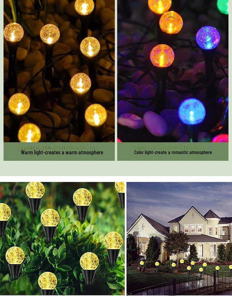 Outdoor Waterproof LED Solar Bubble Ball String Lights for Garden and Courtyard Décor