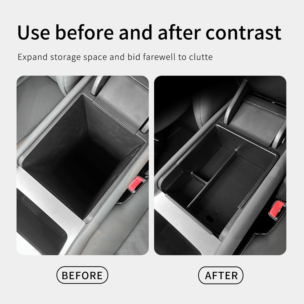 For Byd Yuan Plus Central Control Armrest Storage Box Anti-Slip Tray Organizer Automotive Interior Accessories Black