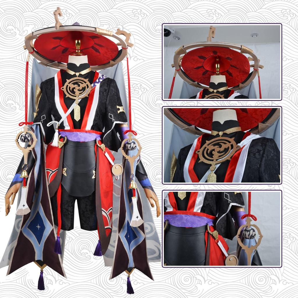 Genshin Impact Cosplay Costumes: Thunder Element Kuni Kunisaki & Wind Element Wanderer Scaramouche Anime Outfits