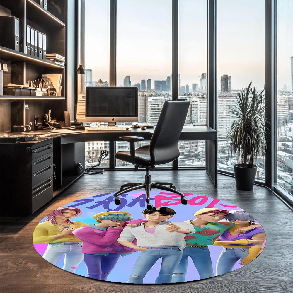 Saja Boys Printed Round Rug Carpet Chair Rug Area Rug Entryway Doormats,for Office Chair Living Room Bedroom Kitchen Room.