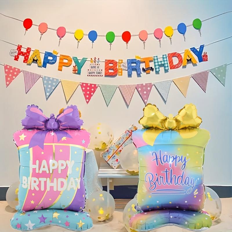 1pc Standing Colorful Cake Gift Box Shaped Balloon Birthday Party Atmosphere Decoration Gathering Event Gift Prop