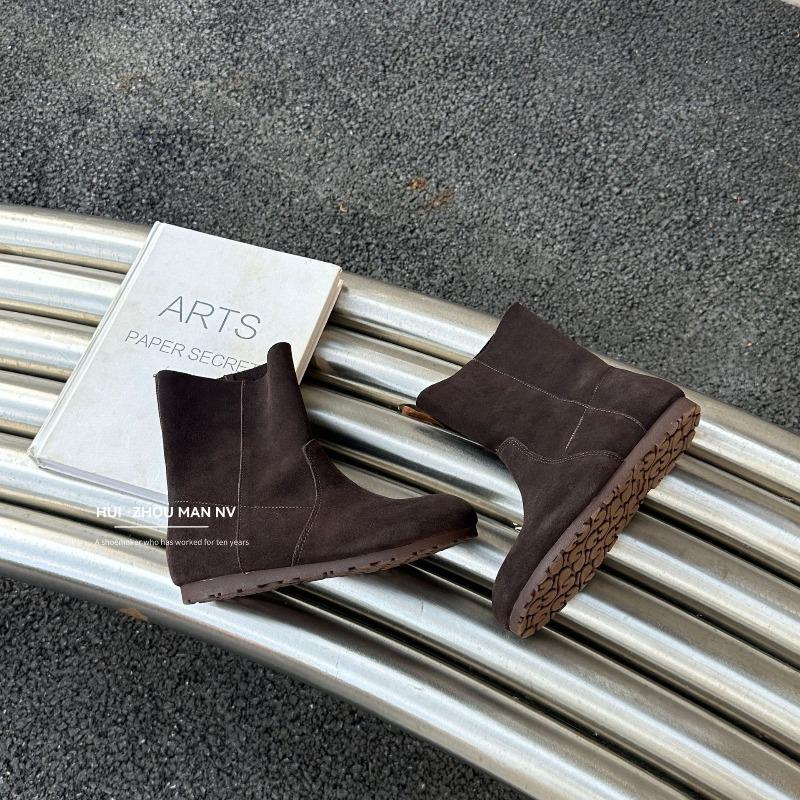 

Cowhide version~ Genuine leather two-wear warm snow boots, new fluffy retro velvet short boots in autumn and winter 40