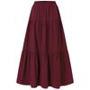 Women's Casual Long Skirts Solid Color Pleated Big Hem Elastic Waist Loose Fit Skirts, Simple Style Bottoms