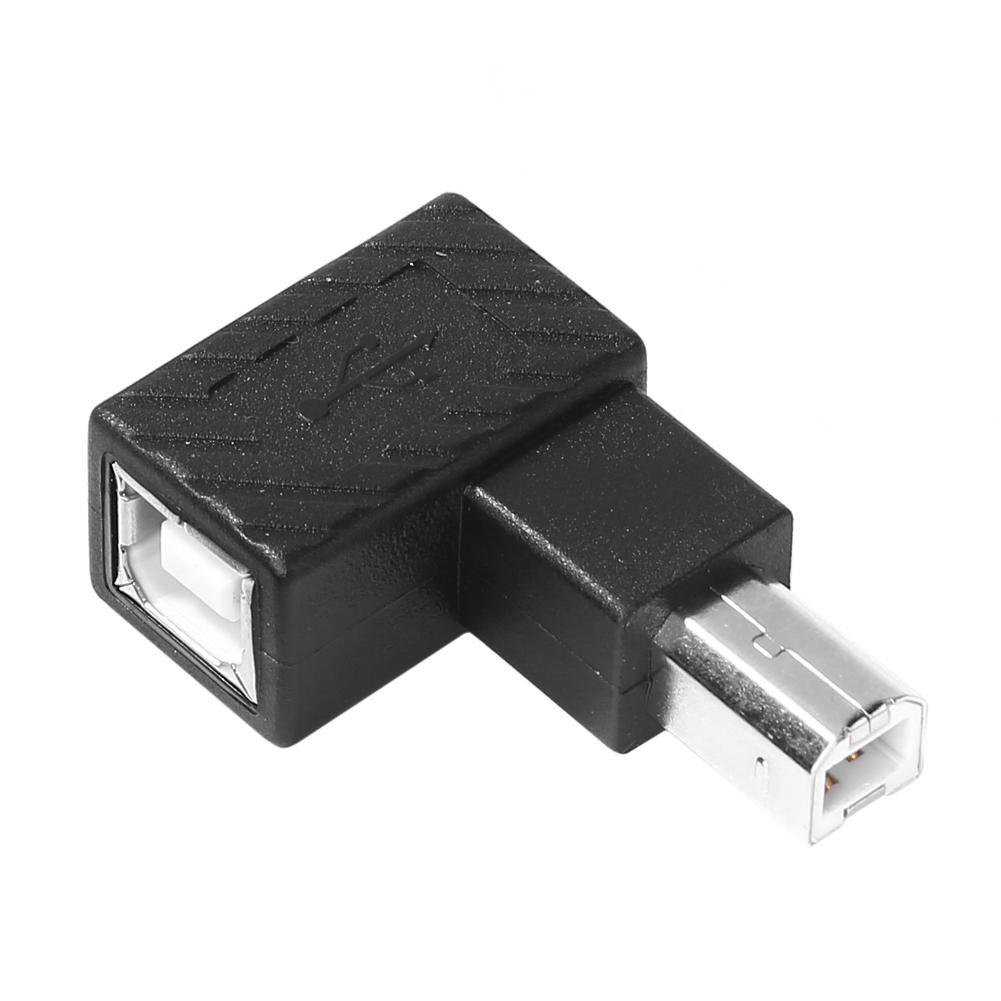 USB 2.0 Type B Male To Female Extension Adapter Right Angled 90 Degree Converter