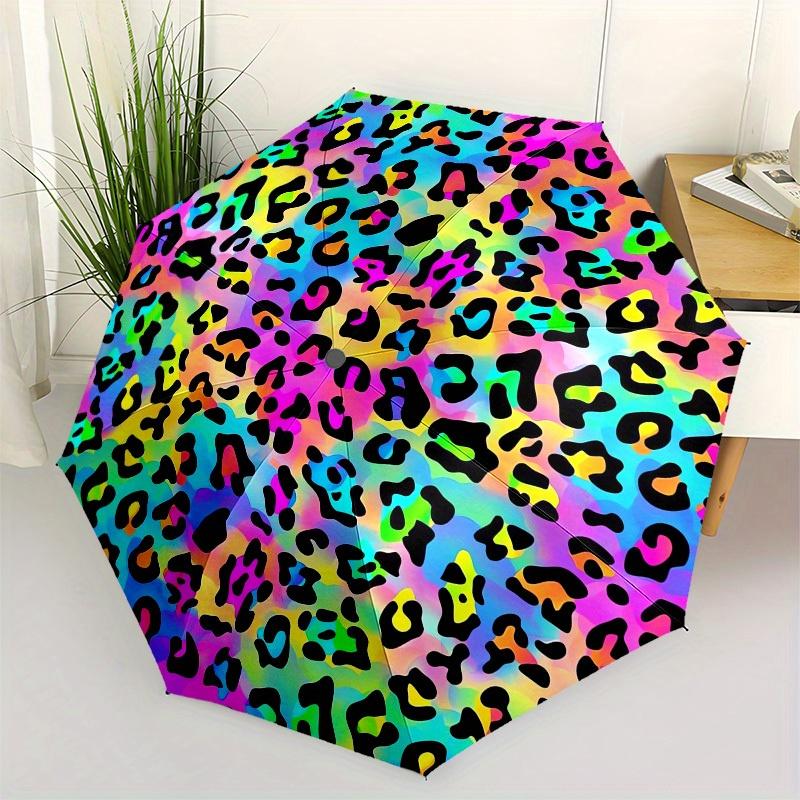 

1pc Colorful Leopard Print Pattern Umbrella with Plastic Handle,Suitable for All Seasons Home Travel Outdoor UmbrellaM1093