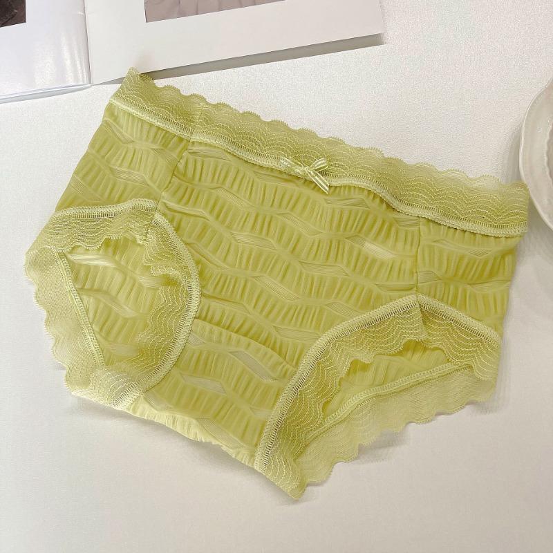 Ice Gauze Girls' Underwear with No Trace Breathable Waist Briefs Wrapped Buttocks Pure Cotton Crotch Lace Women's Triangle Panties