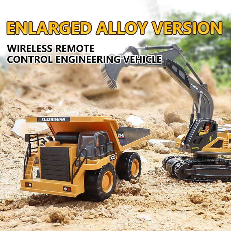 Escavatore Dumper RC Auto Telecomandata 2.4G Veicolo da Cantiere Camion Cingolato Bulldozer Giocattoli per Bambini Ragazzi Regali di Natale