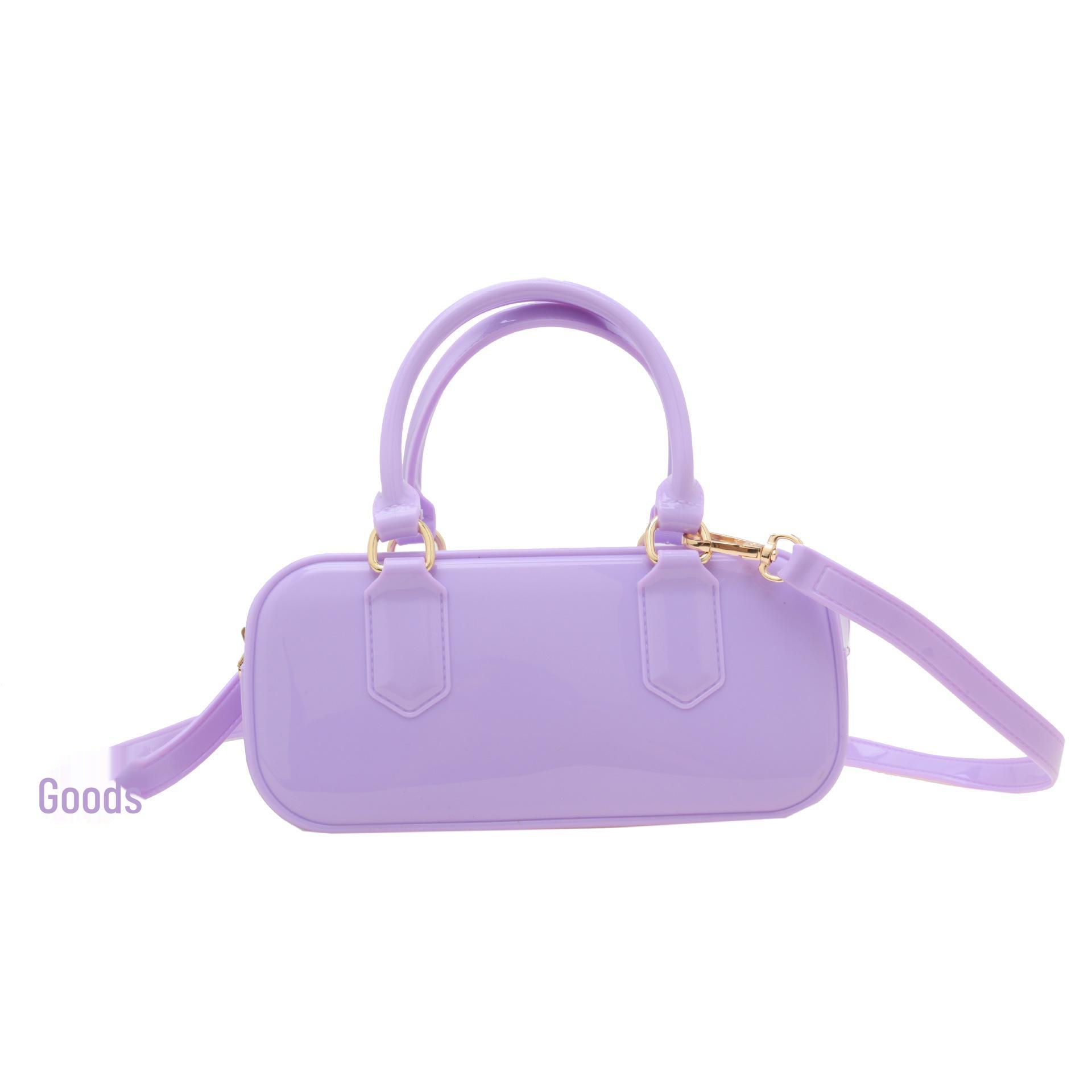 

2025 Модная сумка-подушка через плечо из ПВХ-желе карамельного цвета - Большая вместительная женская сумка 22x8x10 cm фиолетовый