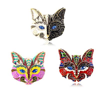 Broche en émail avec masque de chat pour femme et homme, peinture goutte à goutte, badge à l'huile, accessoires