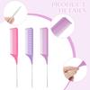 3 Pieces Foiling Comb for Highlighting, 3 Piece Colorful Rat Tail Comb Highlight Weaving Combs for Highlighting Metal Long Steel Pin Hair Dye Combs