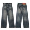 Jeans Denim con Lettere Ricamate Broken Planet Vestibilità Dritta Pantaloni Casual Unisex per Adolescenti e Adulti