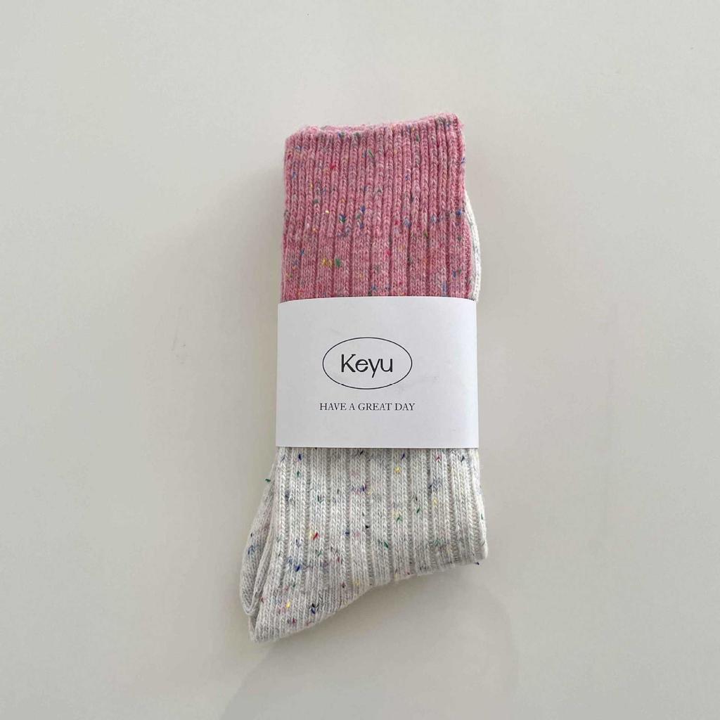 SP&CITY Korean Cartoon Embroidery Wool Socks Women's White Bow Stripe Plush Middle Tube Socks Winter Breathable Thickned Socks